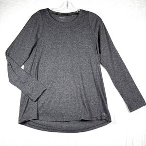 Calvin Klein Performance Women Long Sleeve Top Size L Gray Heather Quick Dry